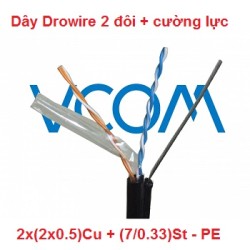 Dây thuê bao Dropwire VCOM 2 đôi, có cường lực 2x(2x0.5)Cu - PE